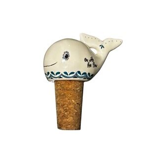 Natural Life whale-themed bottle stopper is hand-sculpted ceramic.